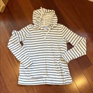 Motherhood Cream and Black Striped Nursing Hoodie